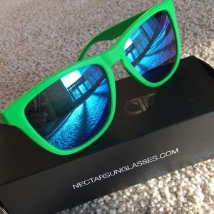 Nectar sunglasses - neon green frame & blue lenses